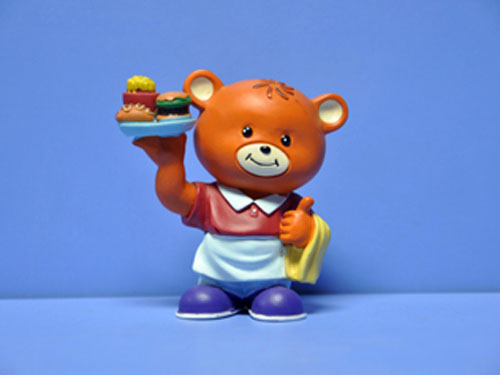 小熊服务员动作公仔